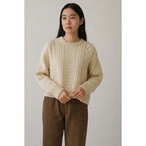 MUJI 100% Wool Cable Knit Sweater – Size XL (fits size M for oversize look)